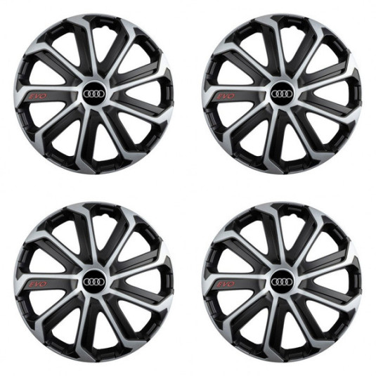 Felniközépkap Audi 16 Evo fekete-ezüst