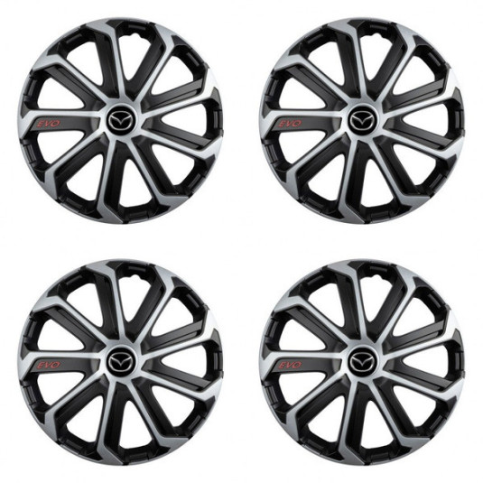 Puklice Mazda 15 Evo black&silver-hez