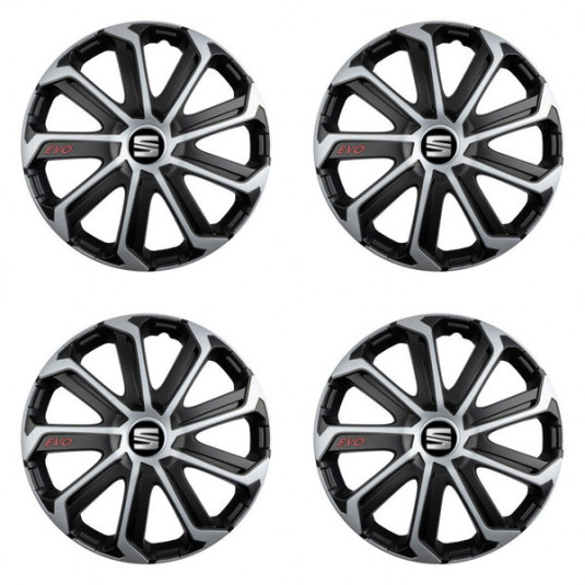 Kerékabroszok Seat 16 Evo fekete és ezüst