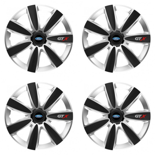 Ford 14 GTX CARBON silver/black kerékagy sapkák