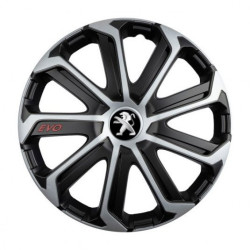 Kupak a Peugeot számára (régebbi logó) 15 Evo fekete és ezüst