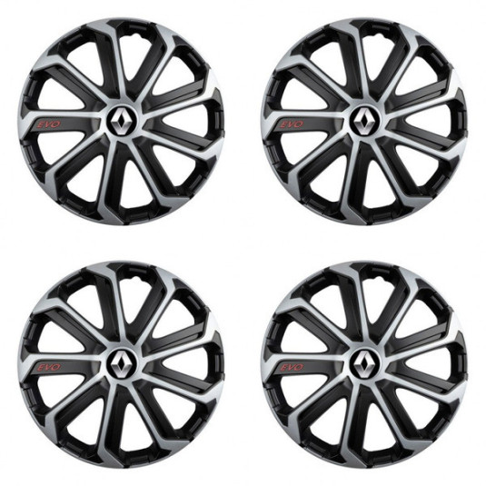 Kerékagy borítók Renault-hoz (régebbi logó) 16 Evo black&silver