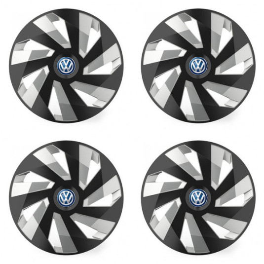 VW (kék) 16-os Vector RC fekete és ezüst alufelni-kupak