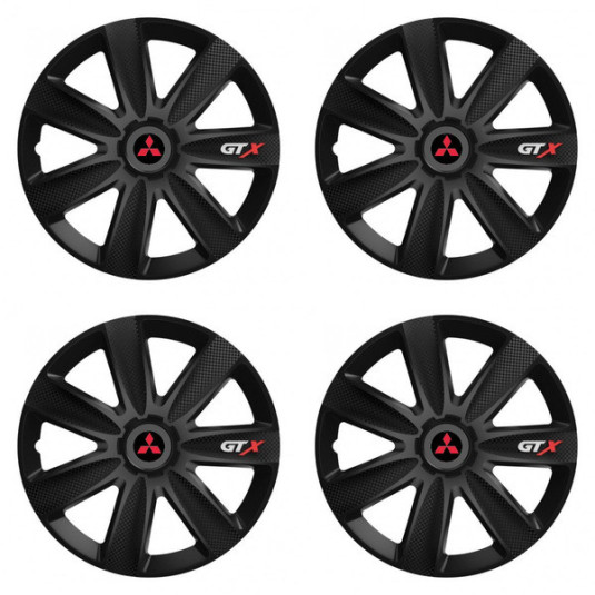 Kerékagy fedele a Mitsubishi számára (piros) 15 GTX CARBON fekete