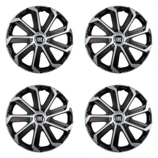 Kupakok Fiat (fekete) 15 Evo black&silver