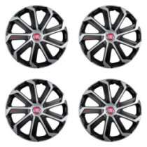 Fiat kerékközépcímke (piros) 14 Evo black&silver