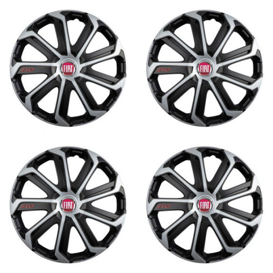 Fiat kerékközépcímke (piros) 14 Evo black&silver