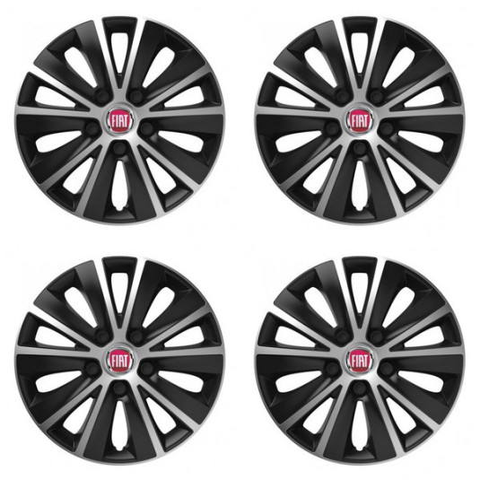 Felni sapkák Fiat-hoz (piros) 14 RAPIDE silver and black