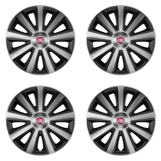 Fiat (piros) 15 Aviator carbon silver&black felni kupak