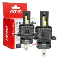 LED izzók X4-series AVIATOR H4/H19 6500K max 44W AMIO-03763