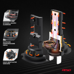 LED izzók X4-series AVIATOR H7/H18 6500K max 44W AMIO-03764