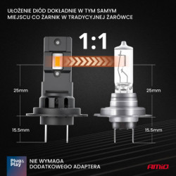 LED izzók X4-series AVIATOR H7/H18 6500K max 44W AMIO-03764