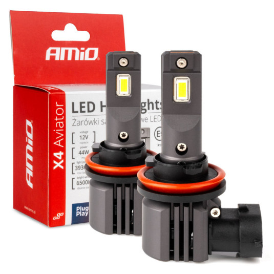LED-izzók X4-series AVIATOR H8/H9/H11/H16 6500K max 44W AMIO-03765