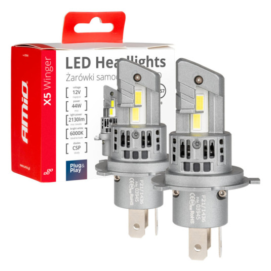 LED izzók X5-series WINGER H4 6000K max 44W AMIO-03945
