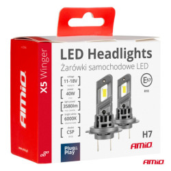 LED izzók X5-series WINGER H7 H18 6000K max 40W AMIO-03946