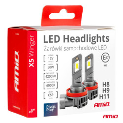 LED izzók X5-series WINGER H8 H9 H11 6000K max 50W AMIO-03947
