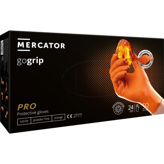 GoGrip narancssárga nitrilkesztyű S méret, 50 db