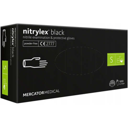 Nitriel kesztyű Nitrylex Basic S méret, 100 db fekete