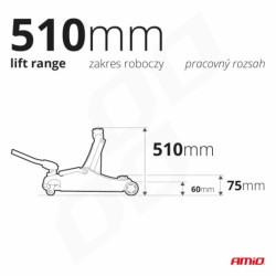 Hidraulikus lapos emelőgép 3T CE 75/510mm AMiO-04215