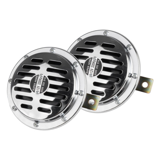 Hangjelzés kürt króm 125 mm 12V AMIO-04074
