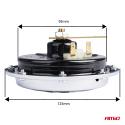 Hangjelzés kürt króm 125 mm 12V AMIO-04074