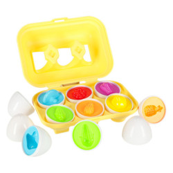 Oktató puzzle szortírozó egyeztetés alakok tojás montessori gyümölcs zöldség 6db