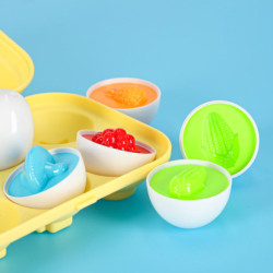Oktató puzzle szortírozó egyeztetés alakok tojás montessori gyümölcs zöldség 6db