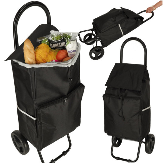 Bevásárlótáska kerekeken 95 cm-es kerettel fekete