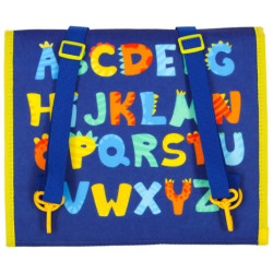 Szenzoris manipulációs tábla Montessori hátizsákra kék