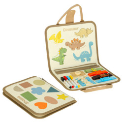 Szenzoros érzékelő Montessori manipulációs tábla dinoszaurusz tok