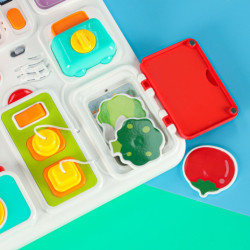 Szenzoris manipulációs tábla Montessori konyhai óra fény hang