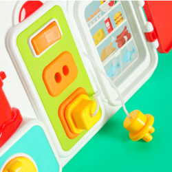 Szenzoris manipulációs tábla Montessori konyhai óra fény hang