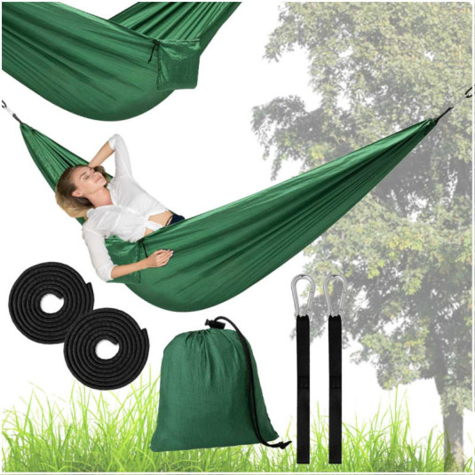Utazási camping függőháló 270 cm zöld