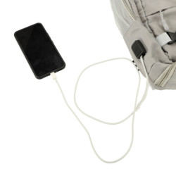 Repülőre való vízálló utazási hátizsák USB kábellel 45x16x28cm szürke