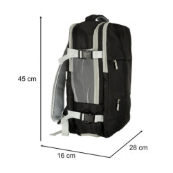 Repülős utazási hátizsák vízálló USB kábellel 45x16x28cm fekete