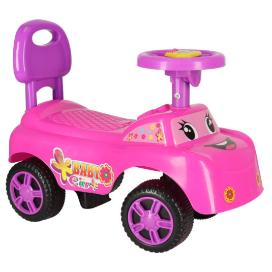 Mosolygós autó push ride csengővel rózsaszín