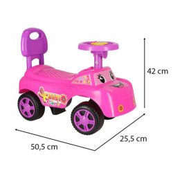Mosolygós autó push ride csengővel rózsaszín