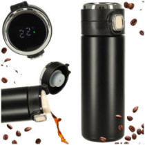 Termoszos pohár szívócsővel LED termoska 420ml fekete