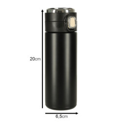 Termoszos pohár szívócsővel LED termoska 420ml fekete