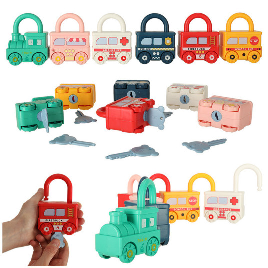 Oktató puzzle autók függőleges zárak szenzoros Montessori játék