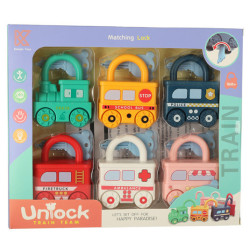 Oktató puzzle autók függőleges zárak szenzoros Montessori játék