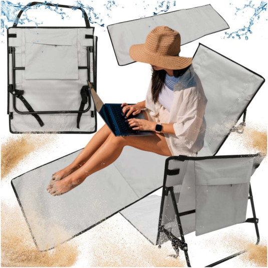 Strandágy hátámlával 150x47x48cm szürke