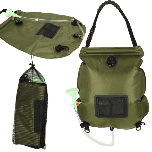 Napelemes camping zuhany 20L XXL hőmérővel
