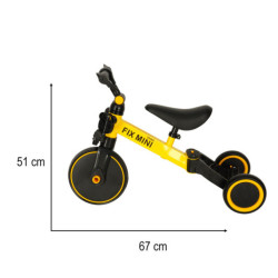 Tricikli TRIKE FIX MINI CROSS - COUNTRY 3V1 pedálokkal sárga