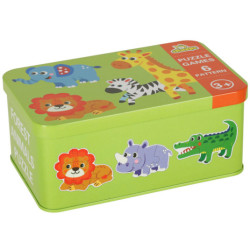 Puzzle fém dobozban szafari állatok 25 darabos