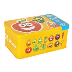 Gyümölcs-/zöldséges fém puzzle 25 darab