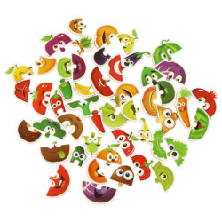 Gyümölcs-/zöldséges fém puzzle 25 darab