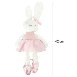 Plüss nyúl maszot rózsaszín ruhában 42cm
