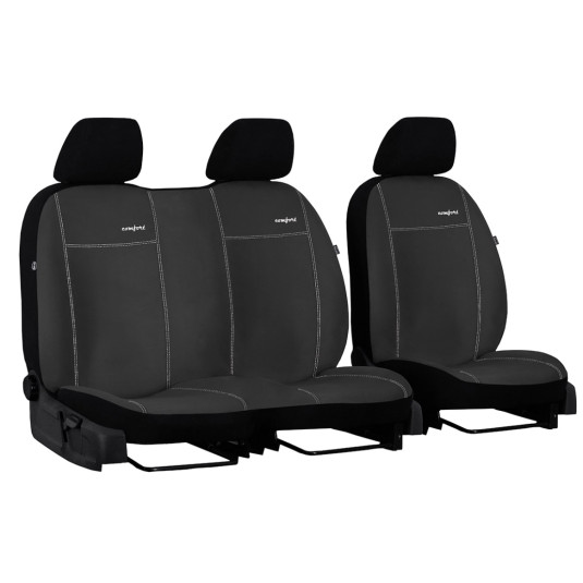 Poťahy pre VOLKSWAGEN VW T6 2+1 (od 2015) Comfort (Alcantara) tmavo šedá (vyp)
