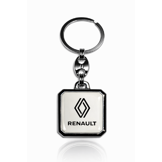 Gyantakulcstartó Renault új logóval szögletes fehér